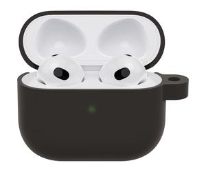 OtterBox Soft Touch Coque pour AirPods (3e gen), Noir | Coque de protection antichoc, anti-chute, ultra-mince, anti-rayures et anti-éraflures pour Apple AirPods, mousqueton inclus