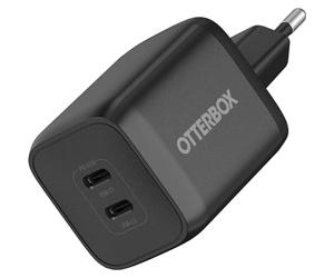 Otterbox Standard EU 65W USB-C PD GaN Chargeur Mural 2 Ports, Noir | 45W USB-C PD + 20W USB-C PD, Fast charger pour Smartphone et Tablette, Testé contre les chutes, robuste, Ultra-Durable