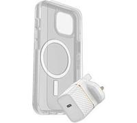 OtterBox Symmetry Series - Coque de protection pour téléphone portable - compatibilité avec MagSafe - clair - avec protection d'écran en verre de qualité supérieure et chargeur mural à charge rapide U