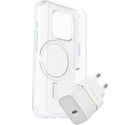 OtterBox Symmetry Series - Coque de protection pour téléphone portable - compatibilité avec MagSafe - clair - avec protection d'écran en verre de qualité supérieure et chargeur mural à charge rapide U