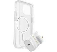 OtterBox Symmetry Series - Coque de protection pour téléphone portable - compatibilité avec MagSafe - clair - avec protection d'écran en verre de qualité supérieure et chargeur mural à charge rapide U