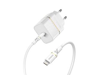 Otterbox USB-C PD Chargeur Mural 20W + câble USB-C vers Lightning, Blanc | Certifié MFi, Kit de recharge rapide pour smartphones et tablettes, Testé contre les chutes, robuste, Ultra-Durable