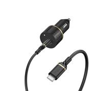 Otterbox USB-C PD Chargeur Voiture 18W + Cable USB-C vers USB-C renforcé, Fast Charging pour Smartphone et Tablette, Testé Contre Les Chutes, Robuste, Ultra Durable, Noir