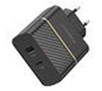 OtterBox Wall Charger - Adaptateur secteur - 30 Watt - 3 A - PD 3.0, USB BC 1.2 - 2 connecteurs de sortie (USB, USB-C) - noir scintillant - Europe