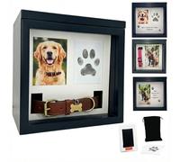 OtterPets Grande urne pour cendres de chien, 4 affichages personnalisables avec kit d'encre d'empreintes de pattes, 21,6 x 21,6 x 14,7 cm, boîte de crémation pour animaux de compagnie, urne pour