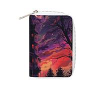 Otters in Love Porte-cartes en cuir synthétique - Organiseur de cartes de crédit fin et durable pour homme et femme, Maison hantée noire, 16x11.5cm