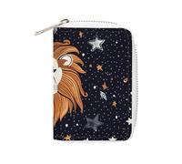 Otters in Love Porte-cartes en cuir synthétique - Organiseur de cartes de crédit fin et durable pour homme et femme, Lion et étoiles, 16x11.5cm
