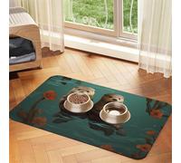 Otters in Love Tapis d'alimentation absorbant en cuir PU pour chien et chat - Protège les sols - Dos en caoutchouc antidérapant - Facile à nettoyer - 30 x 45 cm