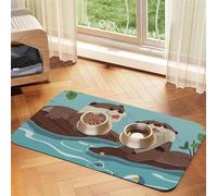 Otters Tapis de nourriture pour chien - 30,5 x 45,7 cm - Antidérapant et super absorbant - Passe au lave-vaisselle - Tapis d'alimentation en caoutchouc à séchage rapide pour chiens, chiots, chats