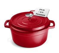 Ottia Cocotte en fonte, 28 cm, 6 litres, émail de qualité supérieure, cocotte avec couvercle, cocotte en fonte, cocotte en fonte, moule à pain, tous types de feux (y compris induction), passe au four