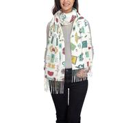 OTTKGGA Abstraction Biology Chemistry4 Écharpe imprimée à pompons pour femme Châle d'hiver Long enveloppé Doux Chaud Mode Voyage Bureau Mariage, Noir , taille unique
