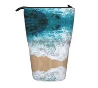 OTTKGGA Belle trousse télescopique avec fermeture éclair Motif vagues de l'océan, Noir , Taille unique