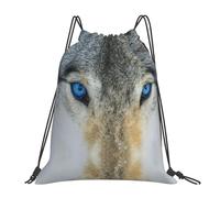 OTTKGGA Blue Eyes Wolf Sacs à dos imperméables avec cordon de serrage pour natation, gym, voyage, plage, blanc, One Size, Décontracté