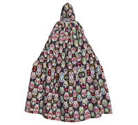 OTTKGGA Cape à capuche décorative pour adultes avec motif de têtes de mort et fleurs colorées pour vampires, sorcières, mystérieuses, cosplay, carnaval