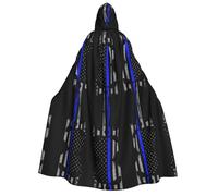 OTTKGGA Cape à capuche pour adulte avec motif tête de mort et rayures bleues pour cosplay, carnaval, bal masqué, vampires mystérieux, sorcière