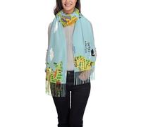 OTTKGGA Carte du monde. Écharpe imprimée à pompons pour femme Châle d'hiver long enveloppé doux et chaud Mode Voyage Bureau Mariage, Noir , taille unique