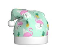 OTTKGGA Chapeau de Noël en peluche pour adultes, motif flamant rose, ananas et flamants roses, couleur résistante, décoration de fêtes de fin d'année