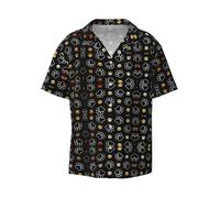 OTTKGGA Chemise hawaïenne à manches courtes pour homme avec motif empreintes de pattes de chien, poche avant, été, vacances, plage, fête, Noir , XL