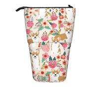 OTTKGGA Corgi Trousse télescopique avec fermeture éclair Motif floral Printemps Jardin, Noir , Taille unique