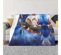 OTTKGGA Couverture en flanelle ultra douce avec drapeau des États-Unis - Couverture anti-boulochage pour lit, canapé, salon, voyage
