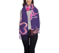 OTTKGGA Écharpe à pompons pour femme avec imprimé flamants roses - Long châle d'hiver - Doux et chaud - Tendance - Pour voyage, bureau, mariage, Noir , taille unique