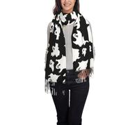 OTTKGGA Écharpe d'Halloween gothique imprimée à pompons pour femme Châle d'hiver long enveloppé doux et chaud Mode Voyage Bureau Mariage, Noir , Taille unique