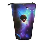 OTTKGGA Galaxy Planet Trousse à crayons télescopique avec fermeture éclair portable pour école, bureau, étudiant, Noir , Taille unique