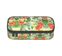 OTTKGGA Hojas Tropicales Y Flores Trousse à crayons grande capacité avec fermeture éclair pour l'école, le bureau, les voyages, Noir , Taille unique, Valise