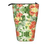 OTTKGGA Hojas Tropicales Y Flores Trousse à crayons télescopique avec fermeture éclair Portable pour l'école, le bureau, les étudiants, Noir , Taille unique