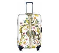 OTTKGGA Housse de protection élastique anti-rayures pour valise de guitare Motif fleurs Convient aux bagages de 45,7 à 81,3 cm, blanc, S