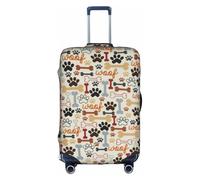 OTTKGGA Housse de protection élastique anti-rayures pour valise, motif empreintes de pattes de chien, convient aux bagages de 45,7 à 81,3 cm, blanc, L
