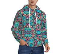 OTTKGGA Illustration Digital Art Leaf Pull à capuche en polaire pour hommes avec cordon de serrage de poche pour usage quotidien promenades voyages, Noir , 3XL