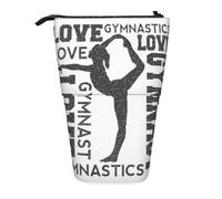 OTTKGGA New Love Gymnastique Stand Up Trousse à crayons télescopique avec fermeture éclair Portable École Bureau Étudiant, Noir , Taille unique