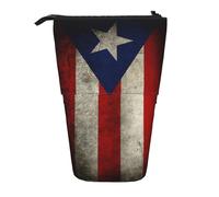 OTTKGGA Porto Rico Trousse à crayons télescopique avec fermeture éclair Motif drapeau de Porto Rico, Noir , Taille unique