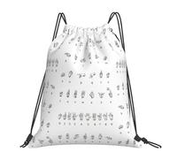 OTTKGGA Sac à dos imperméable avec cordon de serrage en langue des signes de l'alphabet - Grande capacité - Léger - Pour voyage, plage, blanc, One Size, Décontracté
