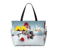 OTTKGGA Sac de voyage avec motif bonhomme de neige coquin, grande capacité, multi-poches avec fermeture éclair, étanche, piscine, vacances, salle de sport, Noir , Taille unique