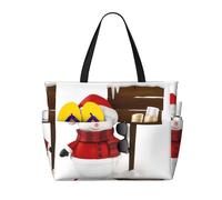 OTTKGGA Sac de voyage avec motif bonhomme de neige - Grande capacité - Avec fermeture éclair - Étanche - Pour la piscine, les vacances, la salle de sport, Noir , Taille unique