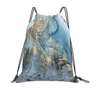 OTTKGGA Sacs à dos marbrés avec cordon de serrage, imperméable, grande capacité, léger, voyage, plage, blanc, One Size, Décontracté