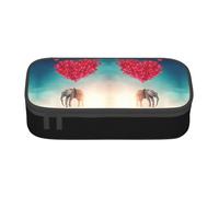 OTTKGGA Trousse à crayons avec fermeture éclair et cœur rouge éléphant pour l'école, le bureau, les voyages, Noir , Taille unique, Valise