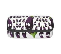 OTTKGGA Trousse à crayons avec fermeture éclair - Grande capacité - Motif aubergine - Pour l'école, le bureau, les voyages, Noir , Taille unique, Valise