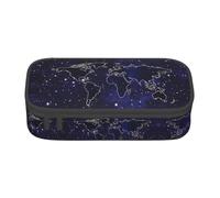 OTTKGGA Trousse à crayons avec fermeture éclair - Grande capacité - Motif carte du monde - Pour l'école, le bureau, les voyages, Noir , Taille unique, Valise