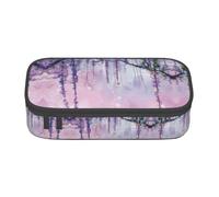 OTTKGGA Trousse à crayons avec fleurs de glycine aux couleurs de rêve - Grande capacité - Fermeture éclair - Organiseur de papeterie - Trousse de maquillage pour l'école, le bureau, les voyages, Noir