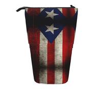 OTTKGGA Trousse à crayons télescopique avec fermeture éclair - Drapeau de Porto Rico - Portable - Pour l'école, le bureau, les étudiants, Noir , Taille unique