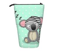 OTTKGGA Trousse à crayons télescopique avec fermeture éclair - Koala endormi - Portable - Pour l'école, le bureau, les étudiants, Noir , Taille unique