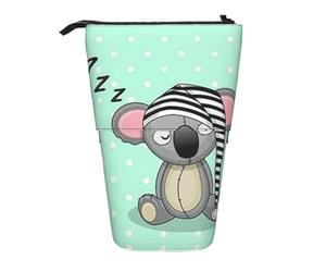 OTTKGGA Trousse à crayons télescopique avec fermeture éclair - Koala endormi - Portable - Pour l'école, le bureau, les étudiants, Noir , Taille unique