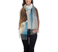 OTTKGGA Water Rush To Tropical Beach Printed Tassel Scarf Women Shawl Winter Long Wrapped Soft Warm Fashion Travel Office Wedding, Noir , taille unique