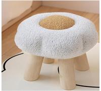 Ottman Tabouret canapé 1 personne jaune repose-pieds en tissu compact petit repose-pieds en coton peluche lit siège rembourré pied en bois de pin tabouret petite table repose-pieds salon entrée