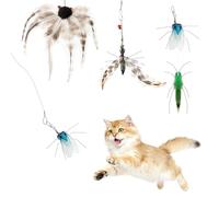 ottmat Baguette de rechange pour chat d'intérieur avec cordes et clochettes (sauterelle, cigale, fourmi mouche, araignée)