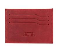 Otto Angelino Porte-Cartes Minimaliste Ultra-Fin en Cuir Véritable (Rouge)
