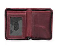 Otto Angelino RFID Blocking Men’s Zippered Bifold Wallet - Italian Cowhide Leather - Slim Travel Comfort - Credit Card Holder w/Transparent ID Slot (Prune)